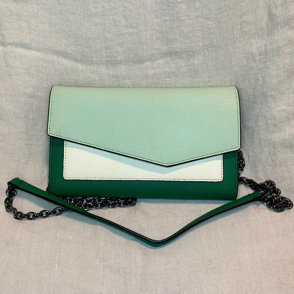 Botkier Cobble Hill Convertible Cross-Body Clutch, Green and White